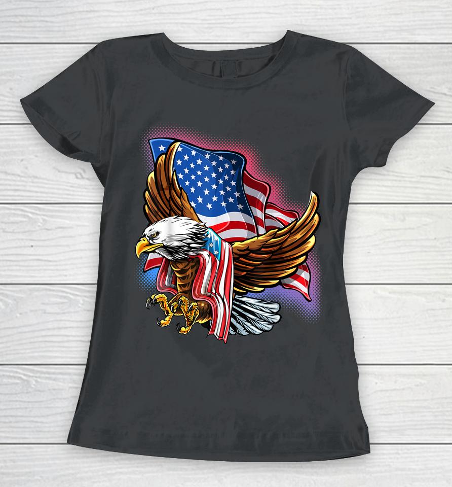 4Th Of July Bald Eagle Patriotic Stars Stripes American Flag Women T-Shirt