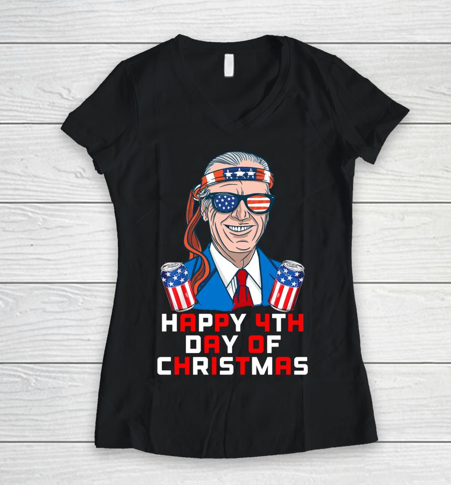 4Th Of July Biden Christmas Independence Day I Did That Women V-Neck T-Shirt