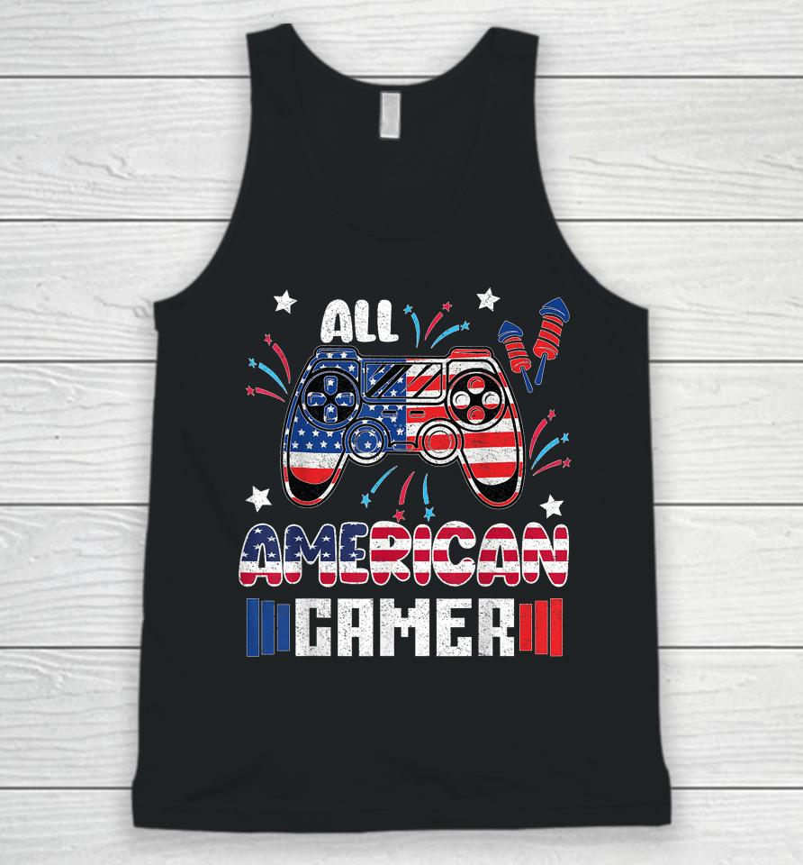 4Th Of July Boys Kids Men All American Gamer Flag Unisex Tank Top