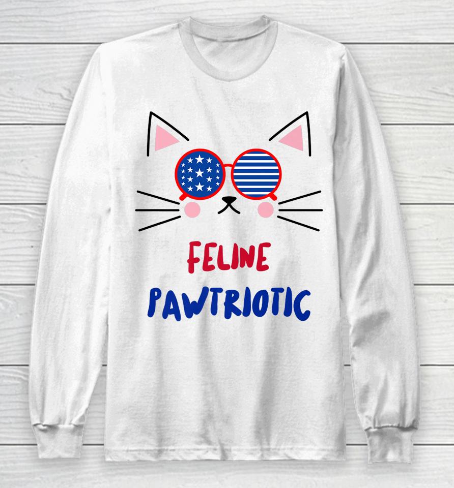4Th Of July Cat Independence Day Patriot Usa For Cat Lover Long Sleeve T-Shirt