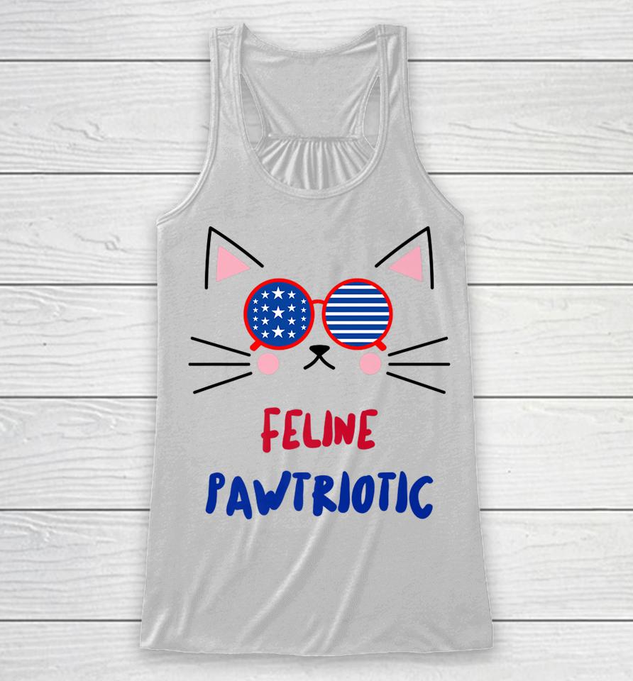4Th Of July Cat Independence Day Patriot Usa For Cat Lover Racerback Tank