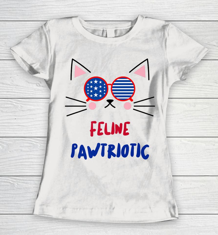 4Th Of July Cat Independence Day Patriot Usa For Cat Lover Women T-Shirt
