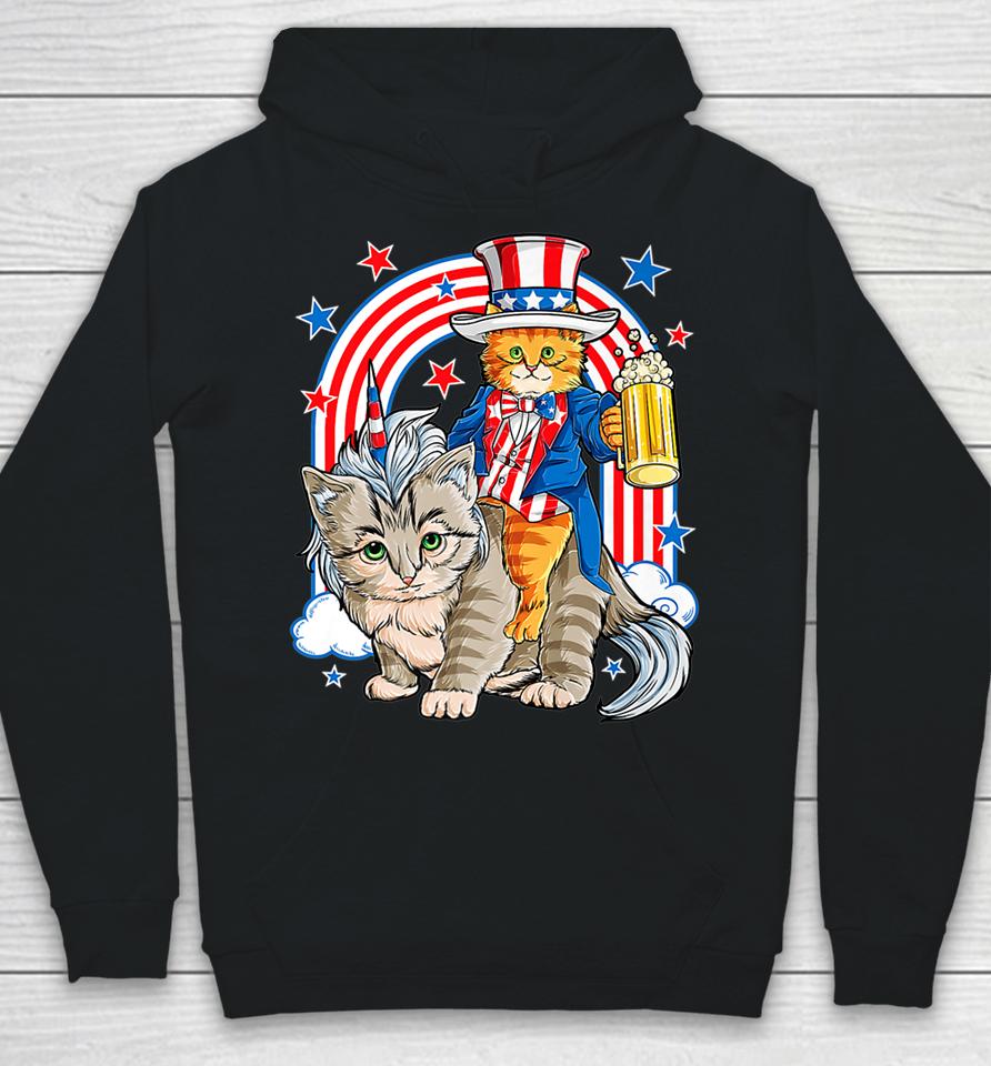 4Th Of July Cat Independence Day Patriot Usa Hoodie