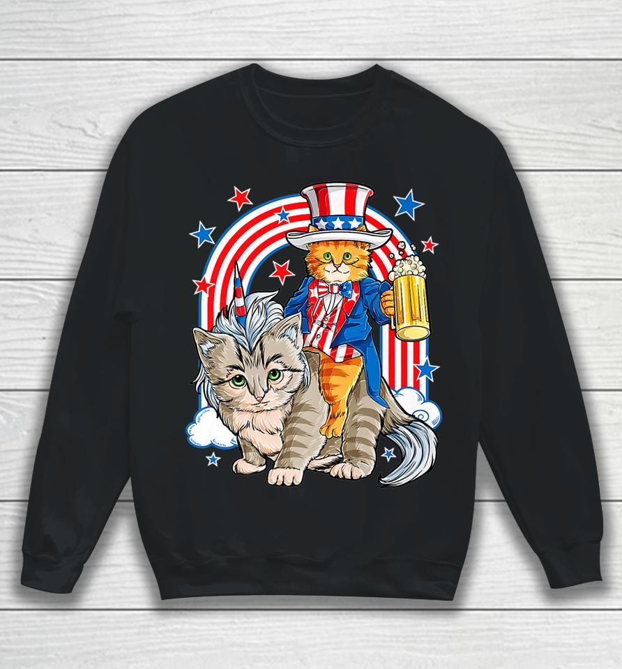4Th Of July Cat Independence Day Patriot Usa Sweatshirt