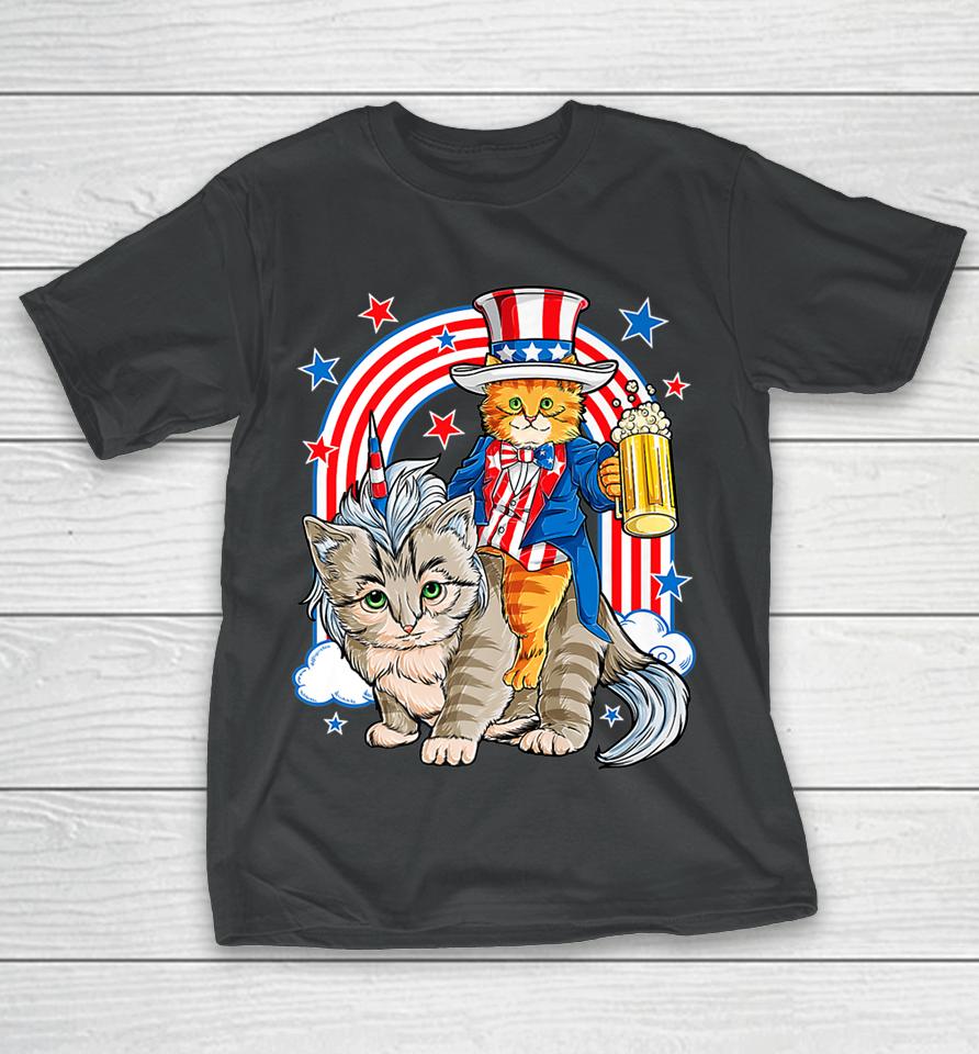 4Th Of July Cat Independence Day Patriot Usa T-Shirt