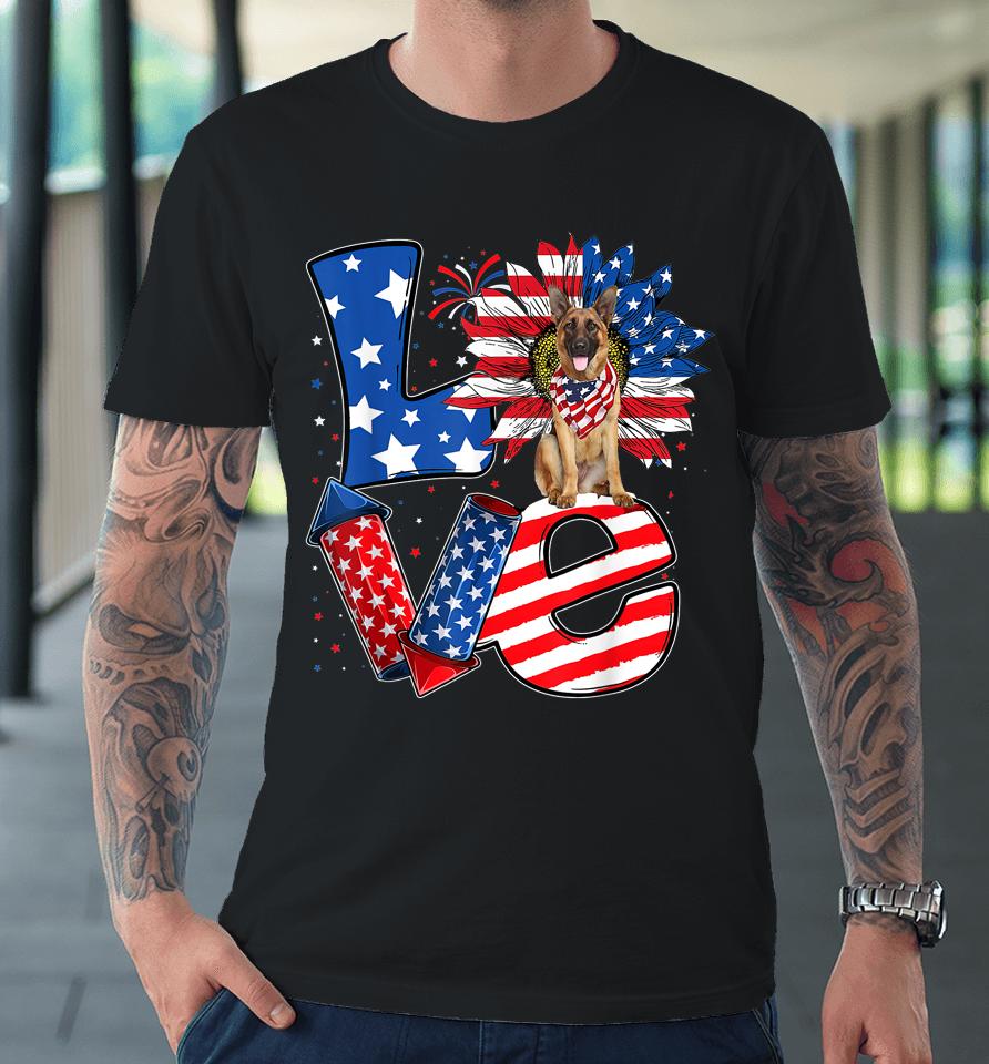 4Th Of July Decor Patriotic Love German Shepherd Dog Usa Premium T-Shirt