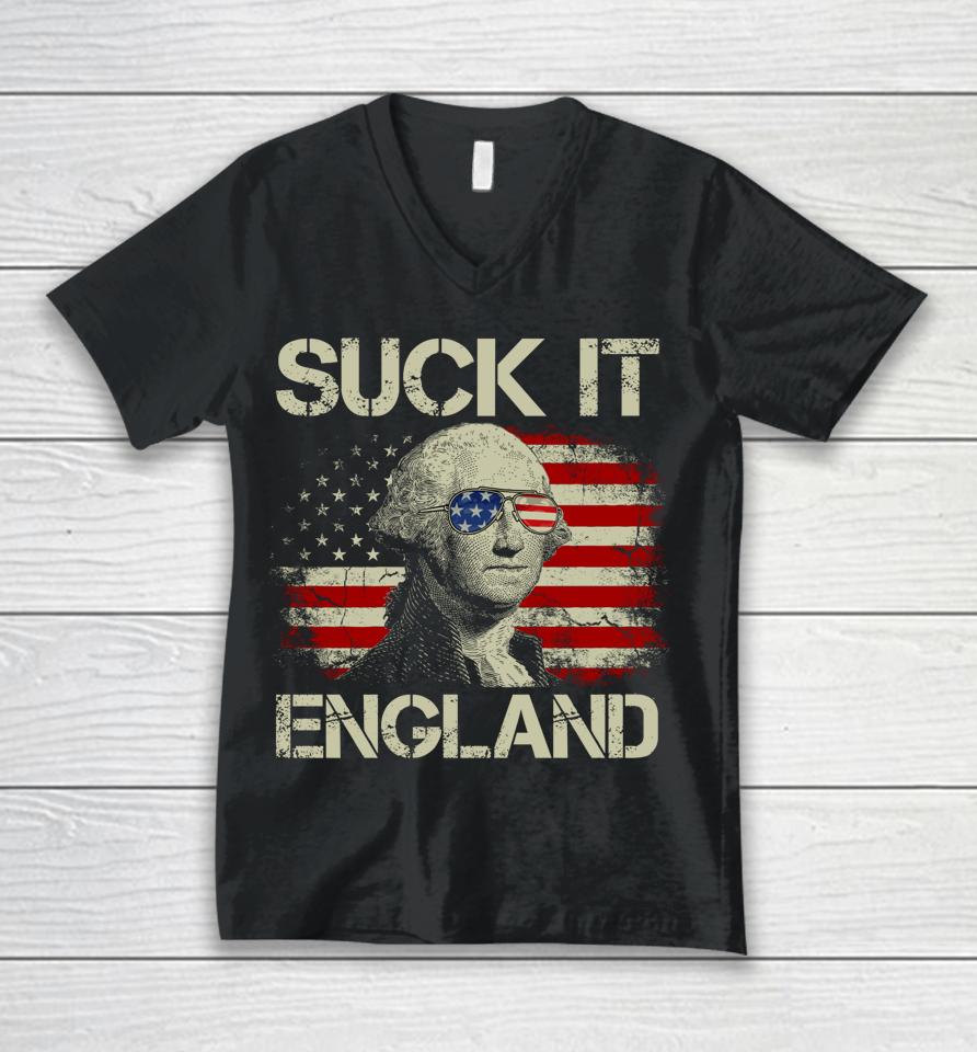 4Th Of July George Sloshington Suck It England Merica Unisex V-Neck T-Shirt