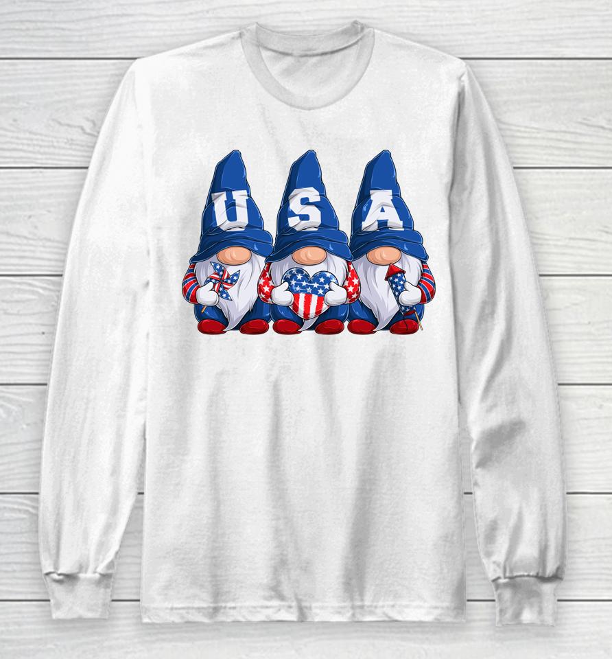 4Th Of July Gnomes America Independence Day Patriot Usa Long Sleeve T-Shirt
