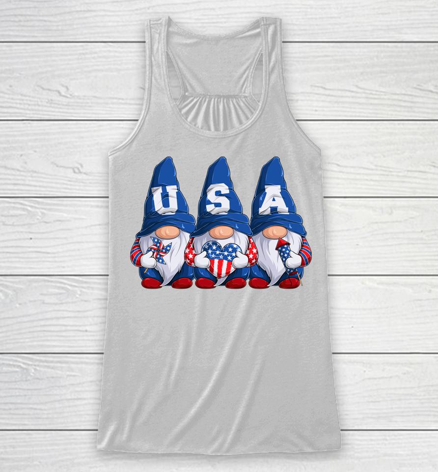 4Th Of July Gnomes America Independence Day Patriot Usa Racerback Tank