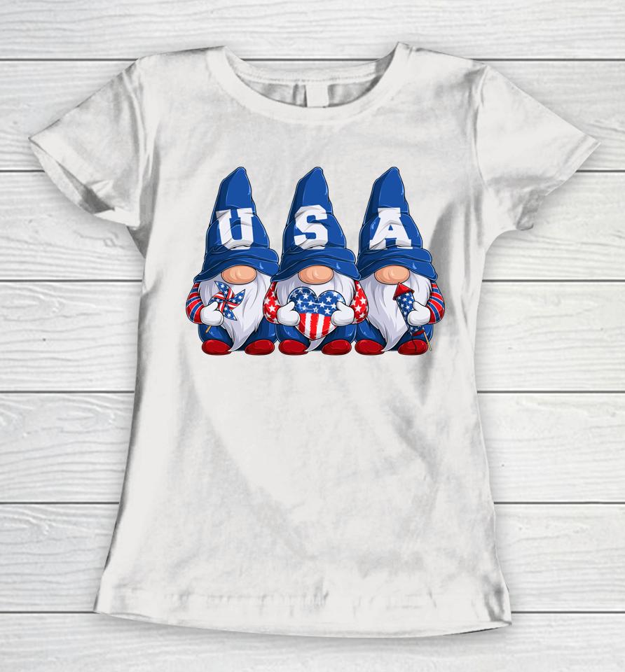 4Th Of July Gnomes America Independence Day Patriot Usa Women T-Shirt