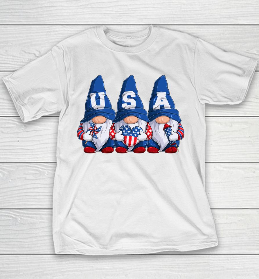 4Th Of July Gnomes America Independence Day Patriot Usa Youth T-Shirt