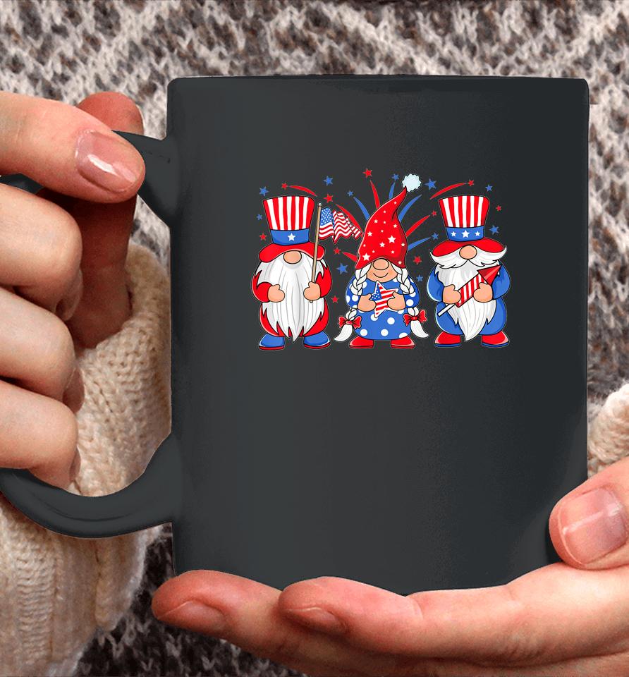 4Th Of July Gnomes Patriotic American Flag Cute Three Gnomes Coffee Mug
