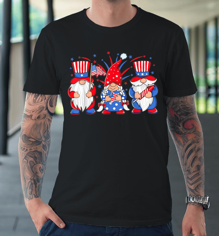 4Th Of July Gnomes Patriotic American Flag Cute Three Gnomes Premium T-Shirt