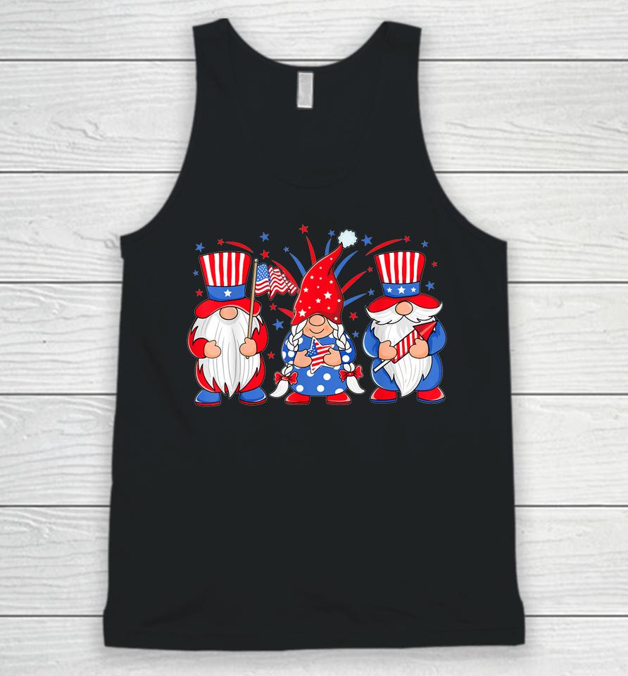 4Th Of July Gnomes Patriotic American Flag Cute Three Gnomes Unisex Tank Top