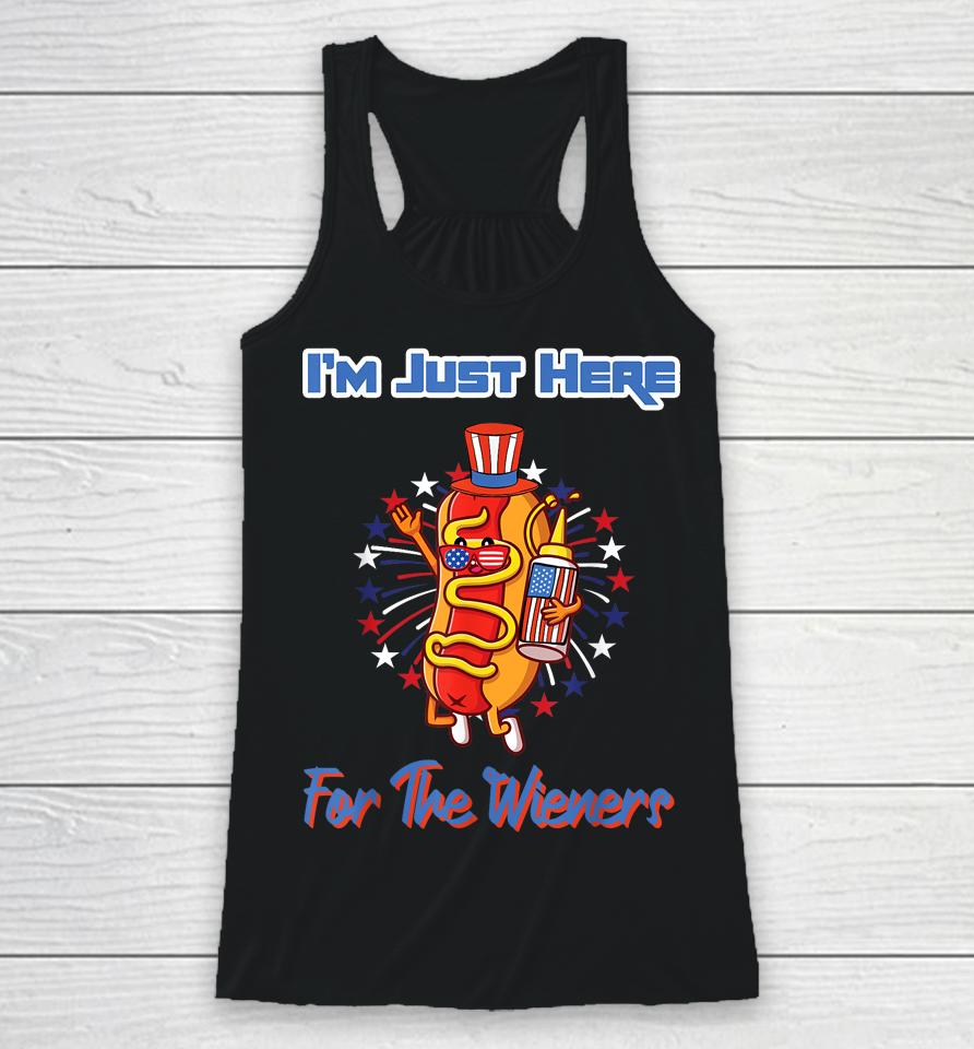 4Th Of July I'm Just Here For The Wieners Hot Dogs Funny Racerback Tank