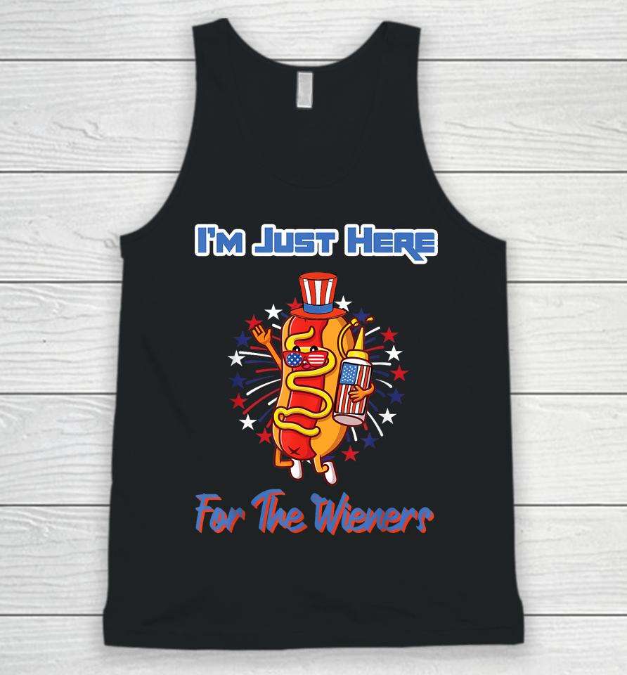 4Th Of July I'm Just Here For The Wieners Hot Dogs Funny Unisex Tank Top