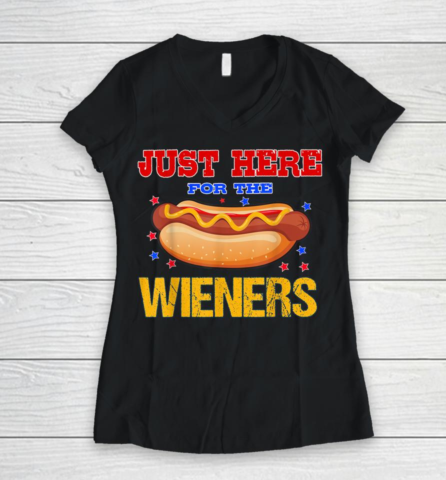 4Th Of July I'm Just Here For The Wieners Women V-Neck T-Shirt