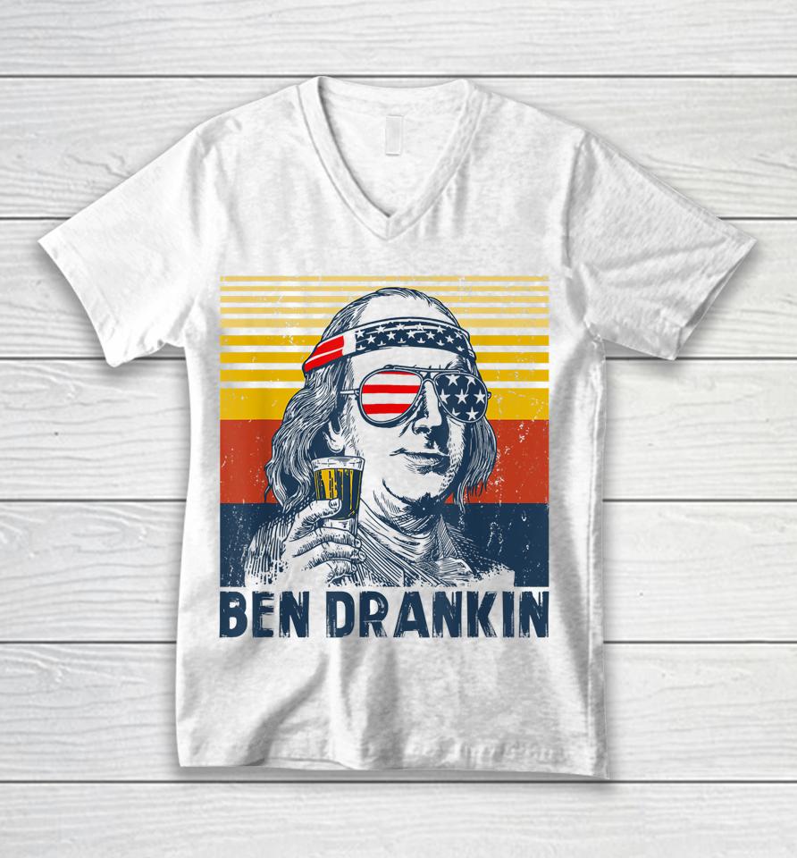 4Th Of July Independence Day Shirt Ben Drankin 4Th Of July Unisex V-Neck T-Shirt