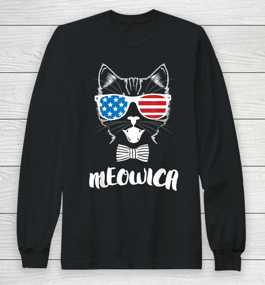 4Th Of July Meowica Kitty Cat Long Sleeve T-Shirt