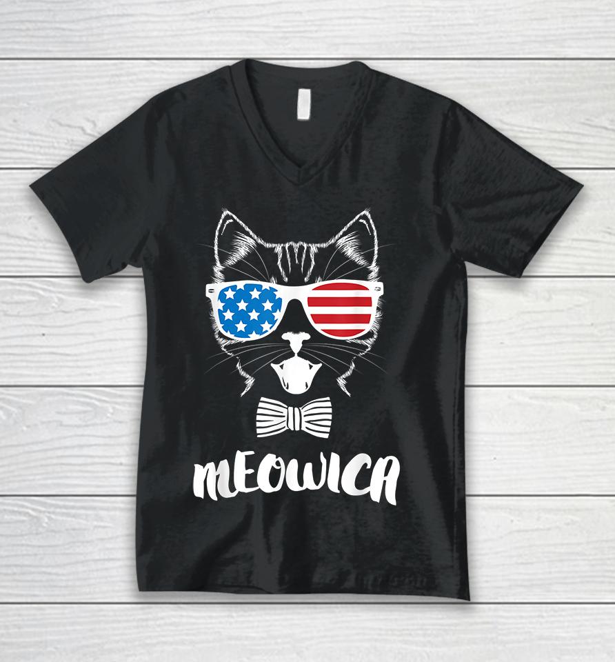 4Th Of July Meowica Kitty Cat Unisex V-Neck T-Shirt