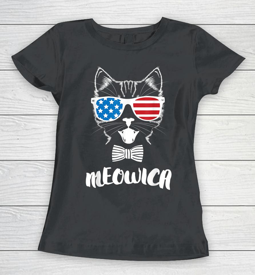 4Th Of July Meowica Kitty Cat Women T-Shirt