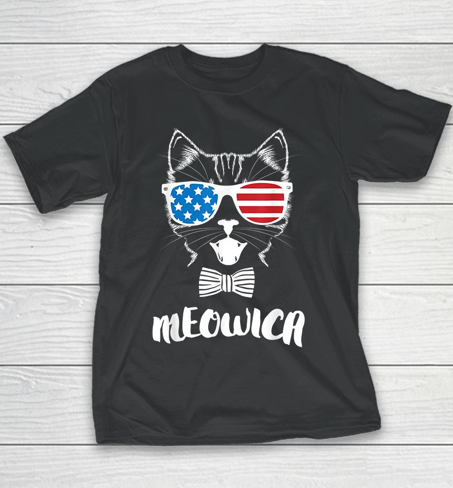 4Th Of July Meowica Kitty Cat Youth T-Shirt