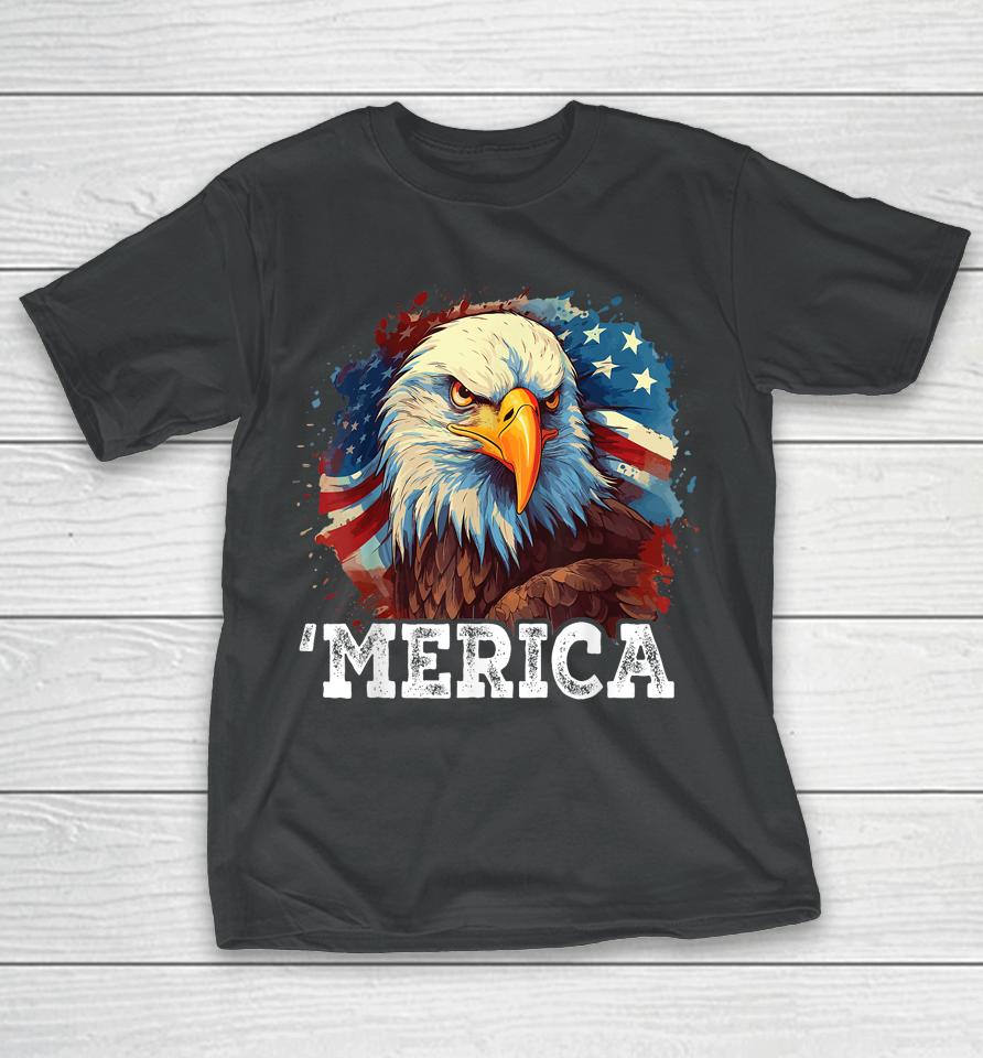 4Th Of July Merica American Bald Eagle Usa Patriotic Flag T-Shirt