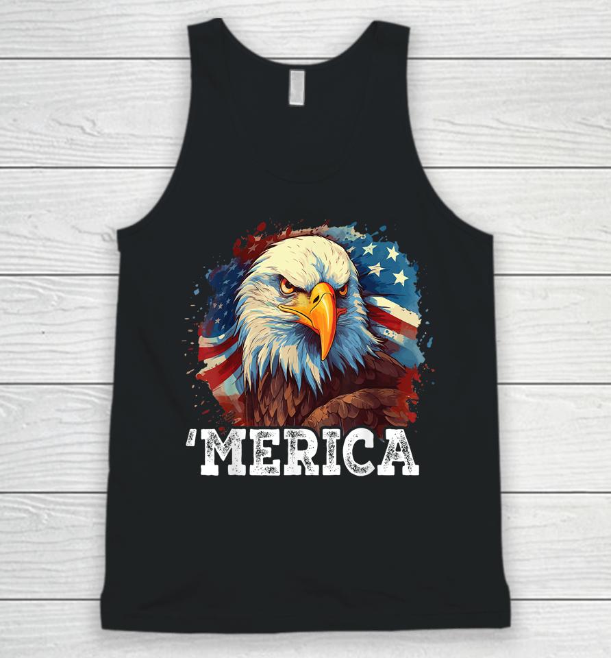 4Th Of July Merica American Bald Eagle Usa Patriotic Flag Unisex Tank Top
