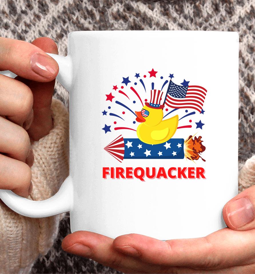 4Th Of July Patriotic Firecracker Rubber Duck Firequacker Coffee Mug