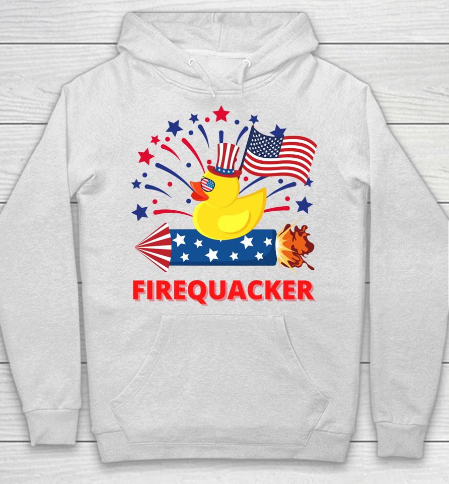 4Th Of July Patriotic Firecracker Rubber Duck Firequacker Hoodie