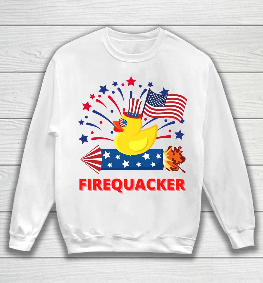 4Th Of July Patriotic Firecracker Rubber Duck Firequacker Sweatshirt
