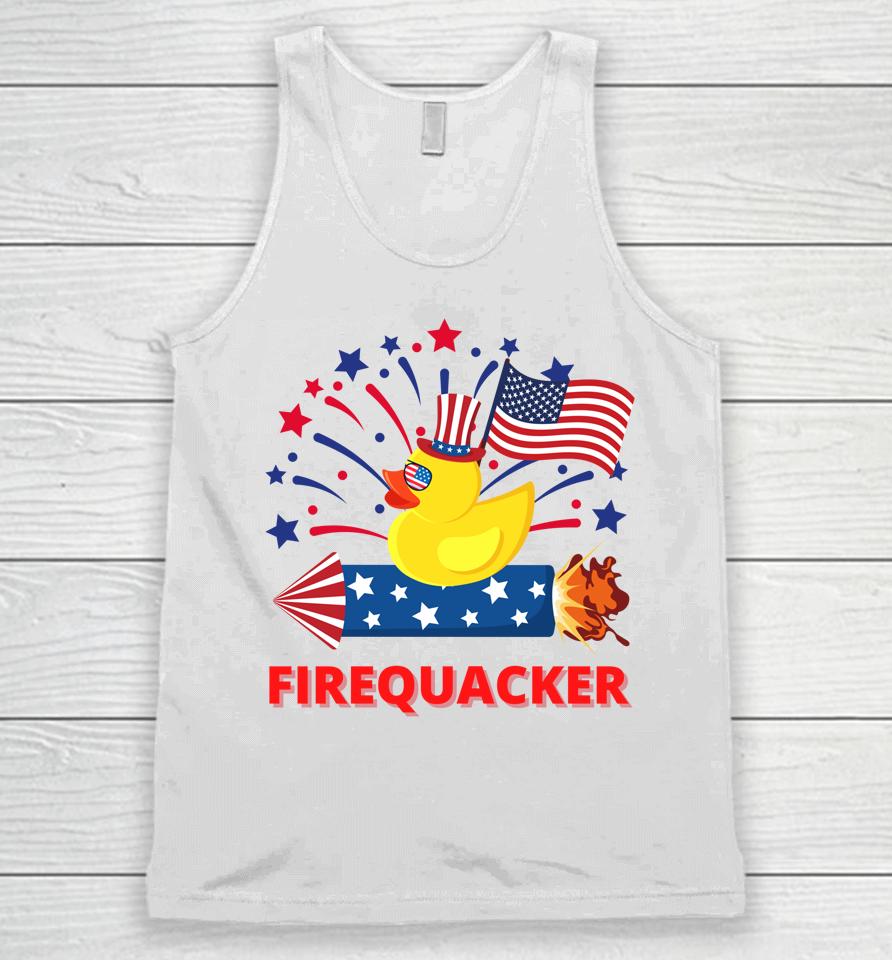 4Th Of July Patriotic Firecracker Rubber Duck Firequacker Unisex Tank Top