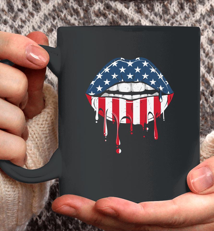 4Th Of July Patriotic Hot Lips American Flag Vintage Coffee Mug