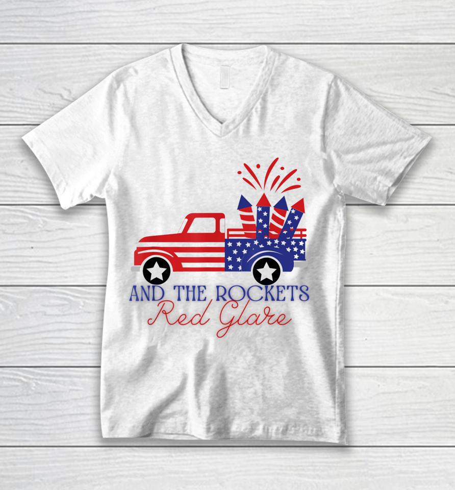 4Th Of July Rockets Red Glare Independence Day Parade Unisex V-Neck T-Shirt