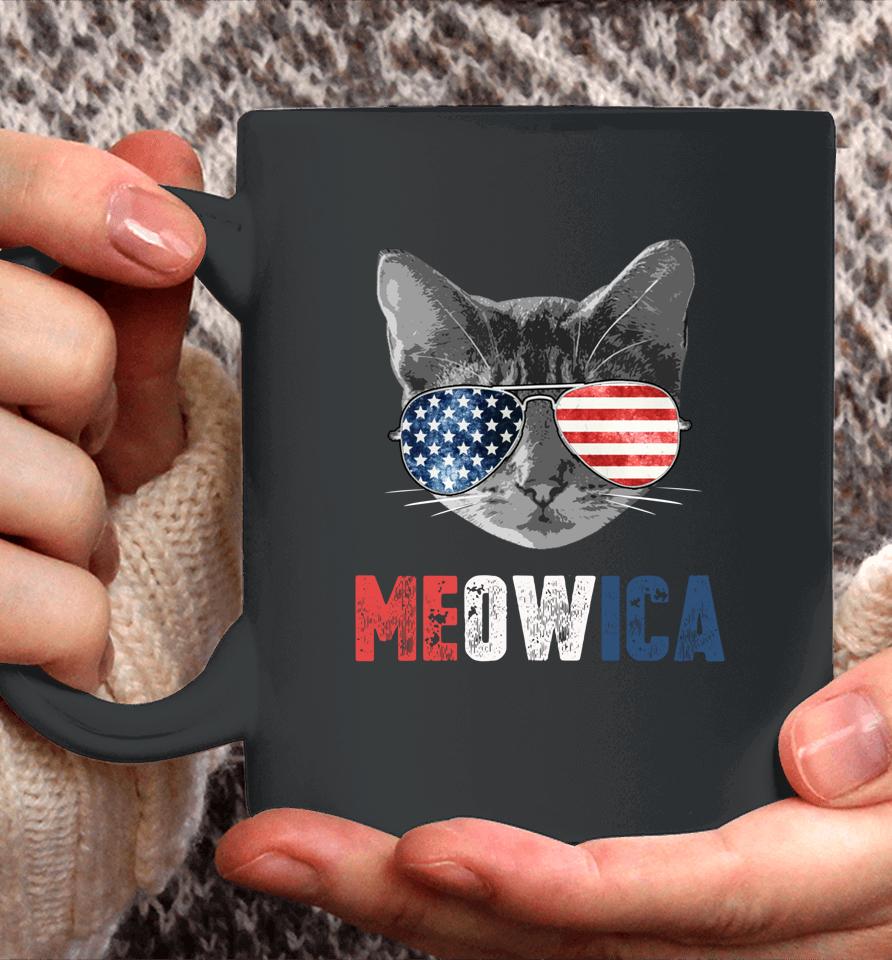 4Th Of July Shirt Meowica American Flag Cat Coffee Mug