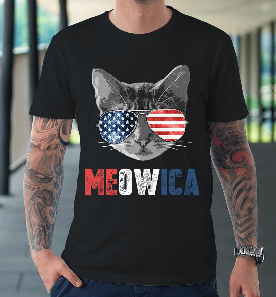 4Th Of July Shirt Meowica American Flag Cat Premium T-Shirt