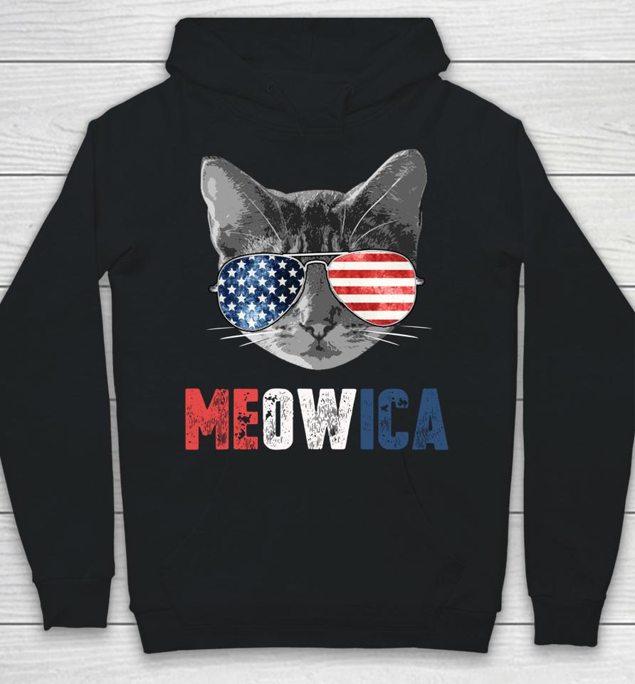 4Th Of July Shirt Meowica American Flag Cat Hoodie