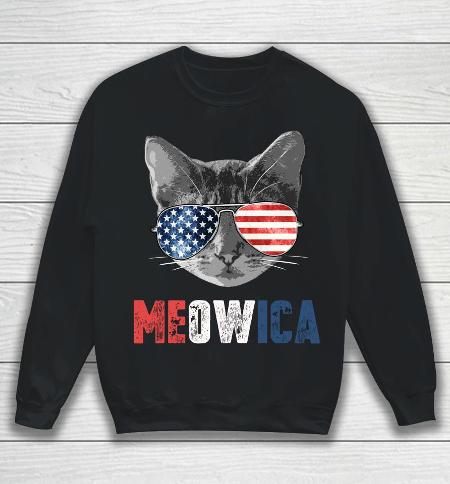 4Th Of July Shirt Meowica American Flag Cat Sweatshirt