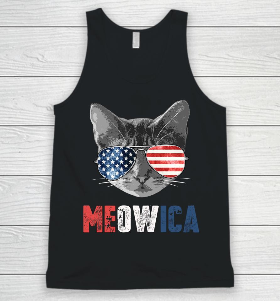 4Th Of July Shirt Meowica American Flag Cat Unisex Tank Top