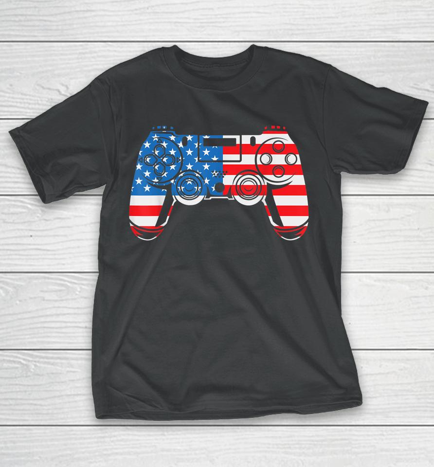 4Th Of July Shirt Video Game Gamer Usa Flag T-Shirt