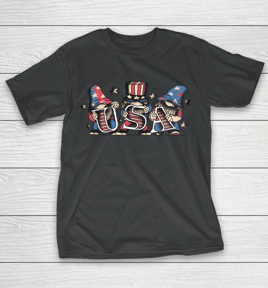 4Th Of July  Women Outfits For Men Patriotic Gnomes T-Shirt