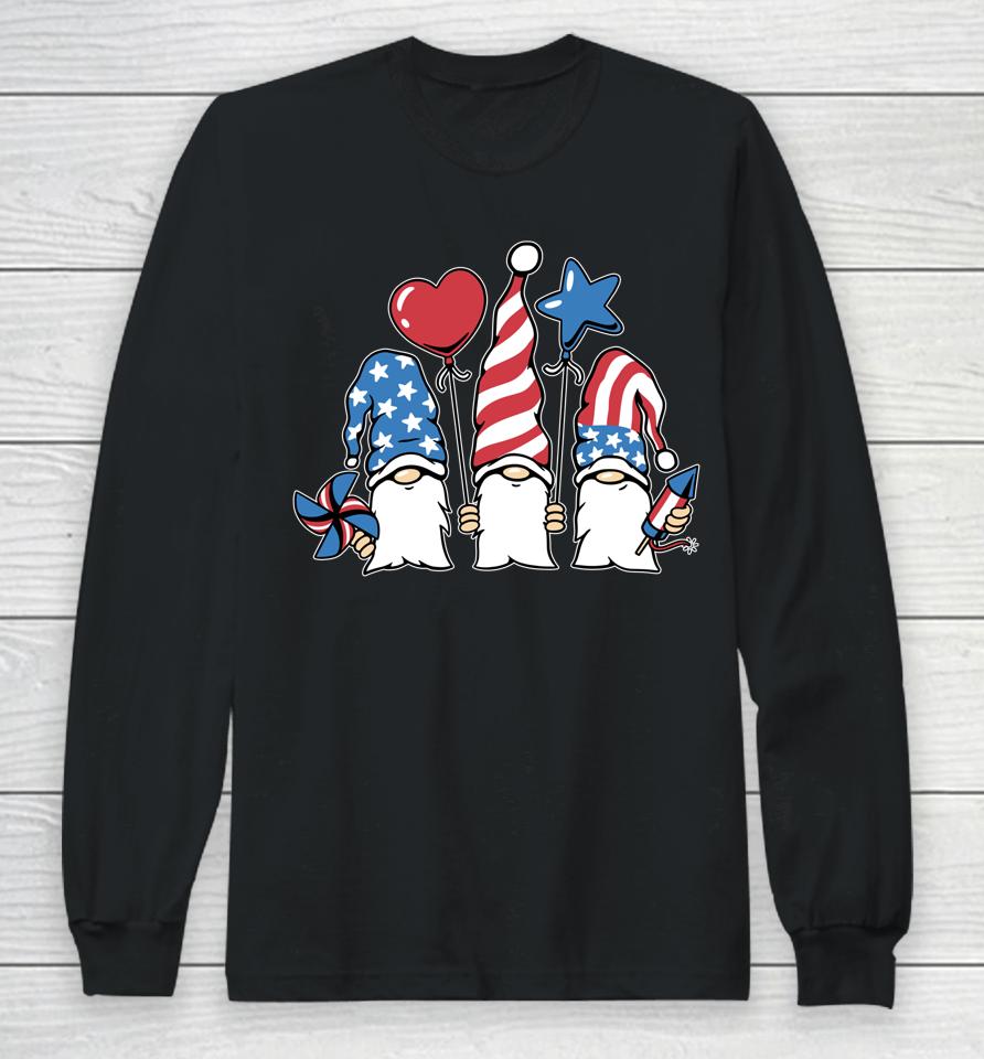4Th Of July  Women Outfits For Men Patriotic Gnomes Long Sleeve T-Shirt