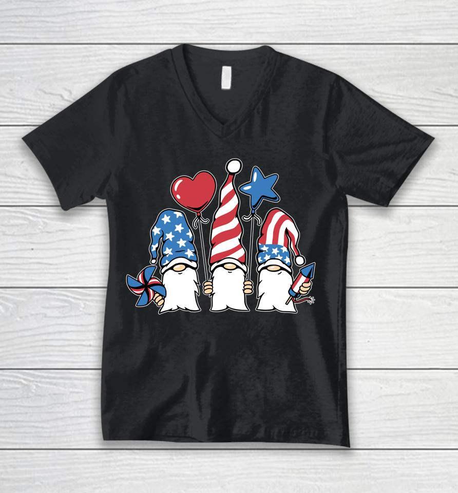 4Th Of July  Women Outfits For Men Patriotic Gnomes Unisex V-Neck T-Shirt