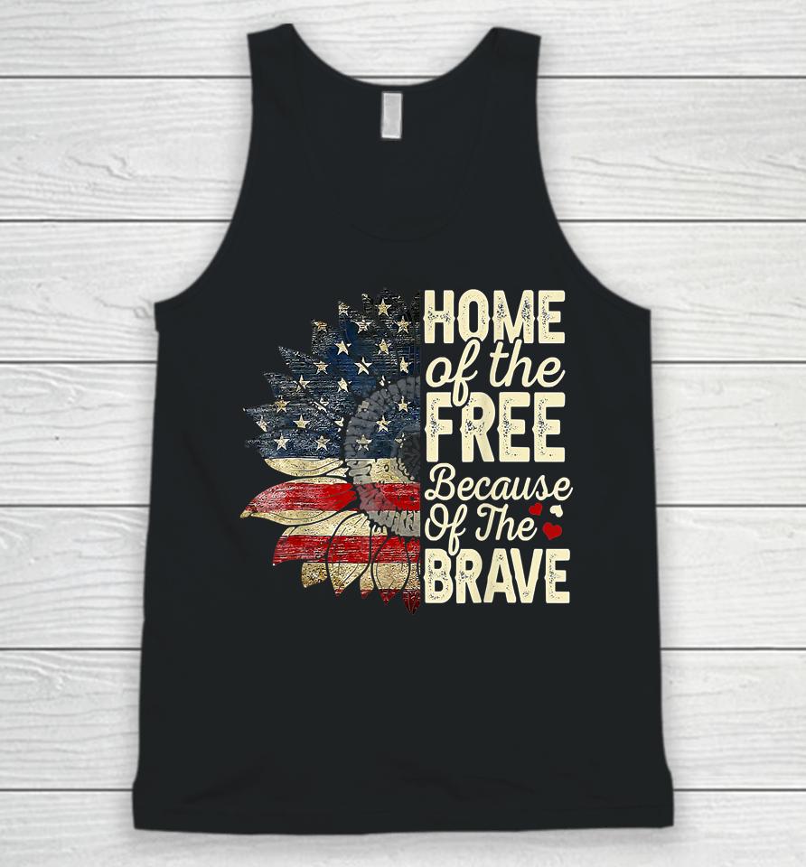 4Th Of July Sunflower Home Of The Free Because Of The Brave Unisex Tank Top