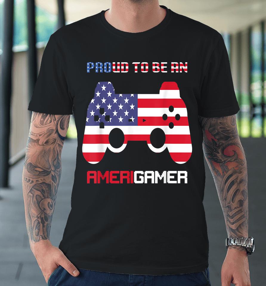 4Th Of July T Shirt Video Game Gamer Kids Boys Men Usa Premium T-Shirt