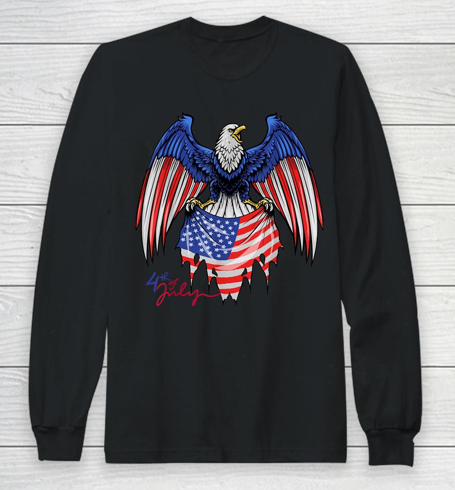 4Th Of July Tshirts - Patriotic  - American Flag Eagle Long Sleeve T-Shirt
