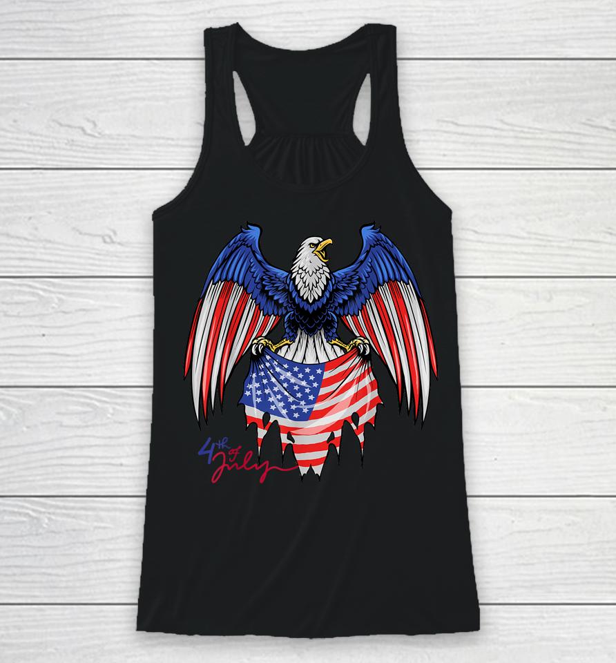 4Th Of July Tshirts - Patriotic  - American Flag Eagle Racerback Tank