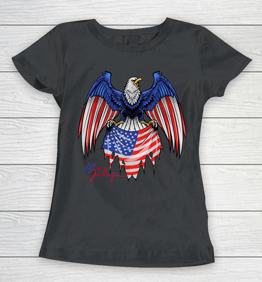 4Th Of July Tshirts - Patriotic  - American Flag Eagle Women T-Shirt