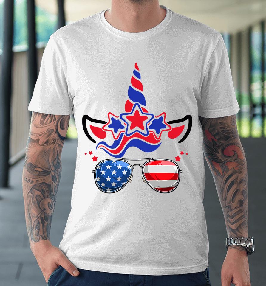 4Th Of July Unicorn American Flag Patriotic Premium T-Shirt
