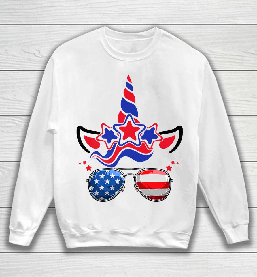 4Th Of July Unicorn American Flag Patriotic Sweatshirt